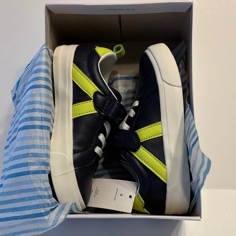 Carter's Amal Navy and Green Sneakers